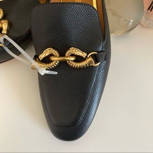 Tory Burch.  Jessa Leather Backless Horsebit Loafers Black.  Size 7